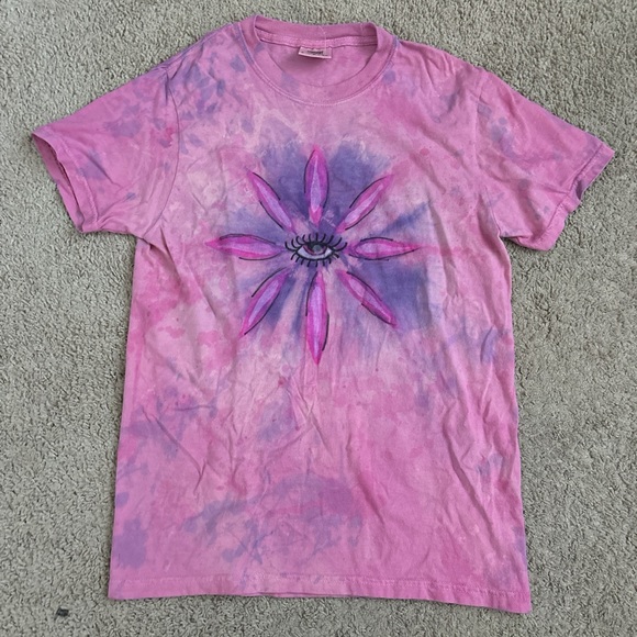 Pink Flower Hippie Trippy Psychedelic Tshirt Size S - Picture 2 of 6